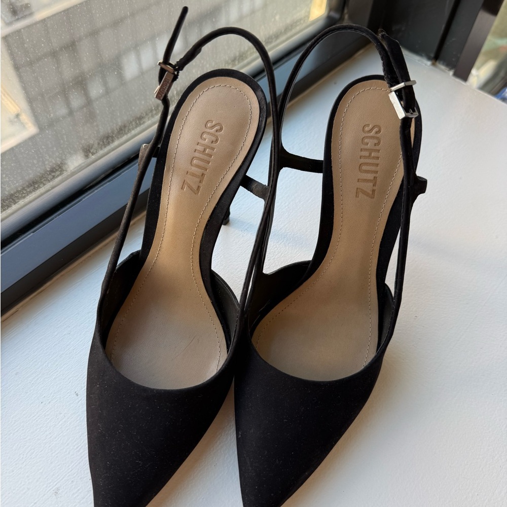 SCHUTZ Black Slingback Heels